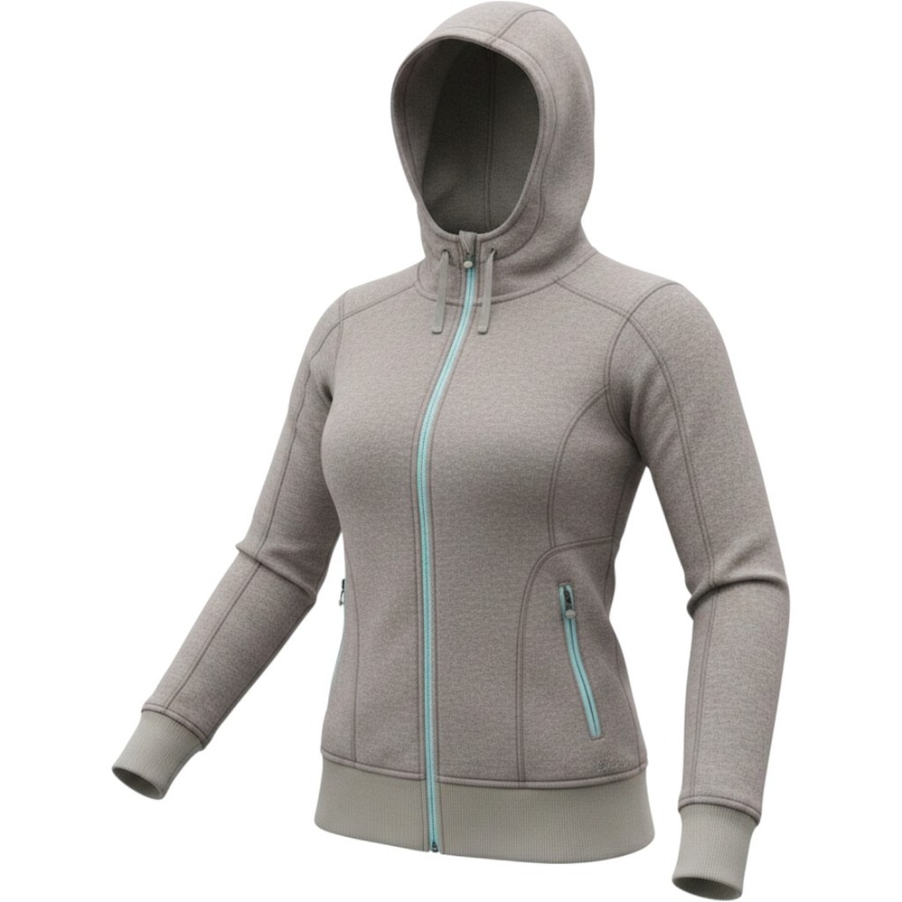 Cabela's Heathered Tan Fleece Full-Zip Hoodie Aqua Accents Outdoor Warmth M